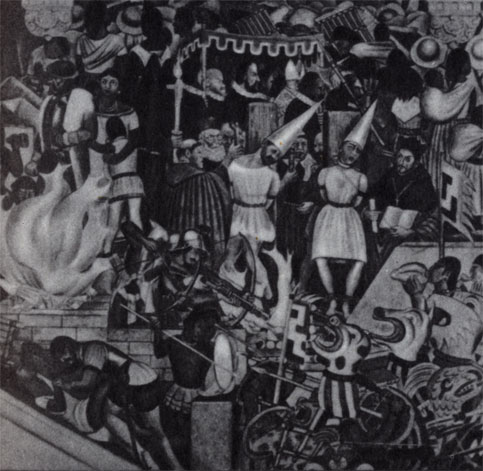 Аутодафе в Мехико. Художник Д. Ривера (1886-1957)