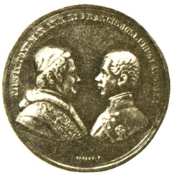 Пий IX и император Австрии Франц-Иосиф. Медаль