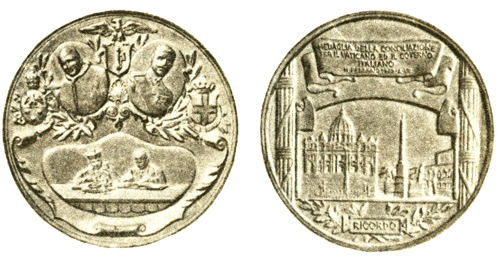 Медаль в честь подписания Латеранских соглашений