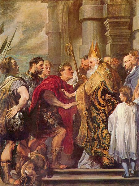 Св. Амвросий Медиоланский и император Феодосий. Картина Ван Дейка