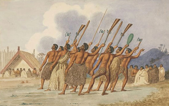 Сцена времен земельных войн. Воинский танец маори