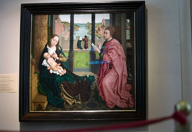 Открытие выставки картины Рогира ван дер Вейдена 'Святой Лука, рисующий Мадонну' в Эрмитаже